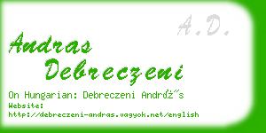 andras debreczeni business card